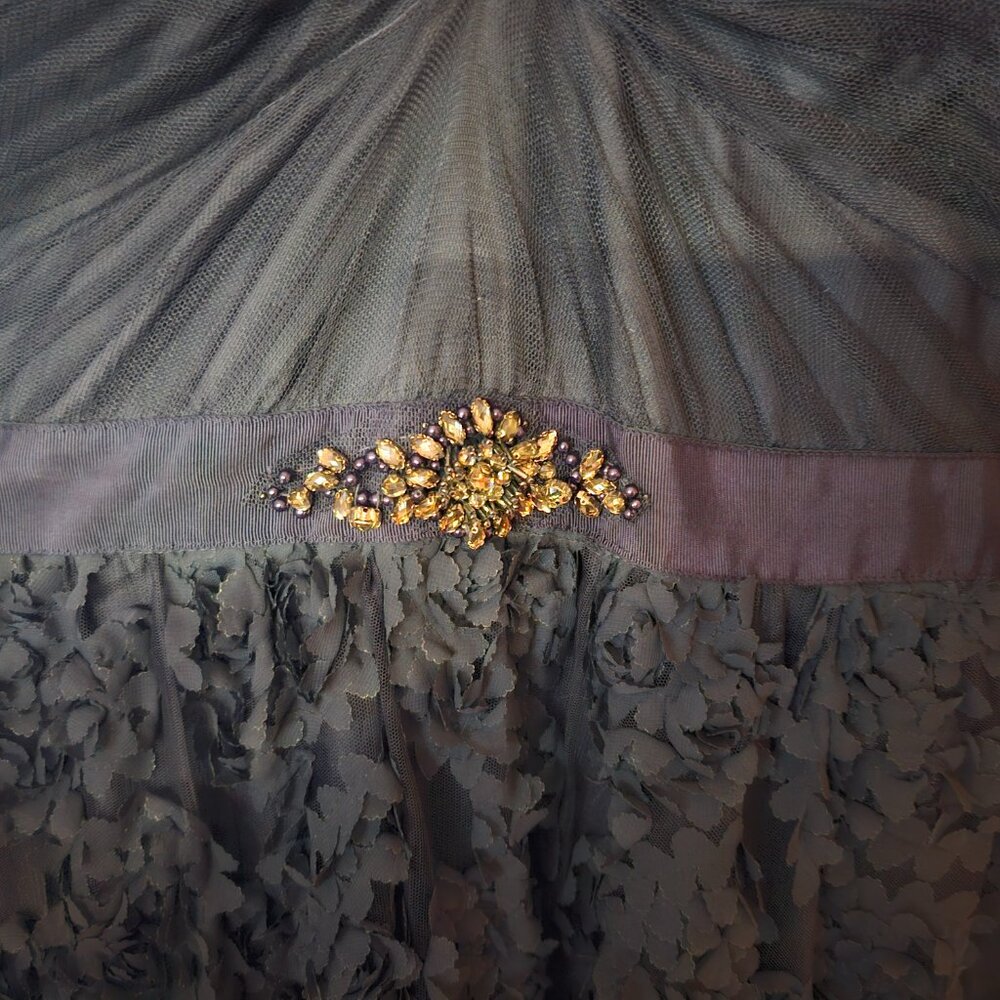 Adrianna Papell Floral Embroidered Illusion Gown - Picture 11 of 16